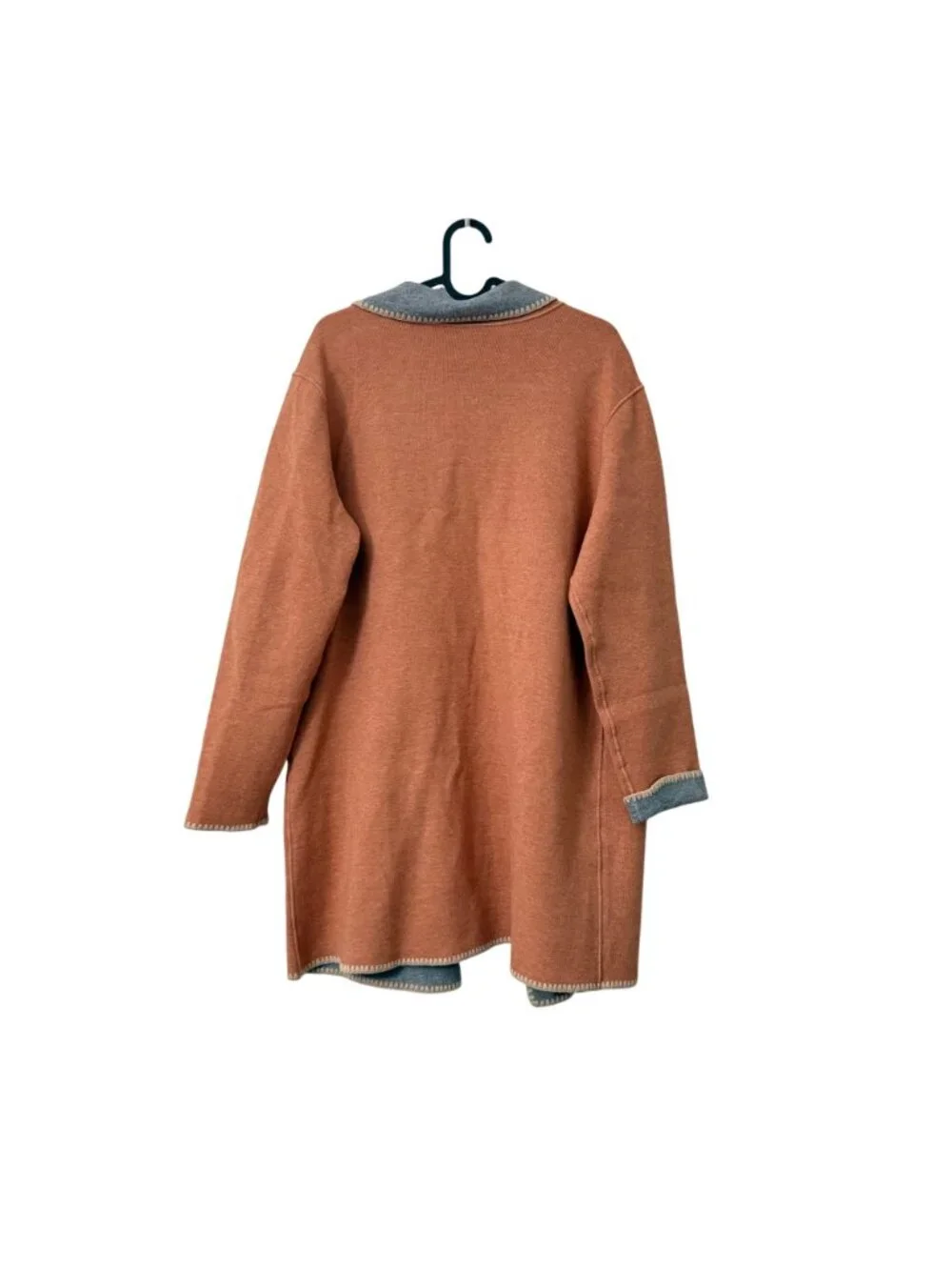 Nic Zoe Terracotta Embroidered Trim Sweater Duster Cardigan Womens Size Medium